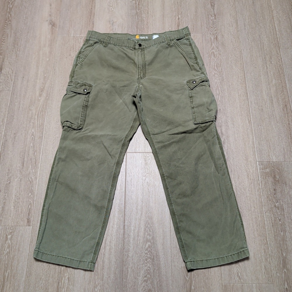 Carhartt Cargo‎ Pants Mens 42x32 Olive Green Relaxed Fit Cotton Canvas 14806